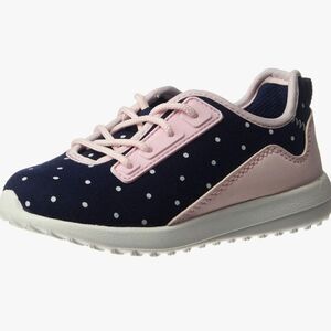 Carter's Girl's Paow Navy Pink Polkadot Athletic Lace Up Sneaker Sneaker Size 7